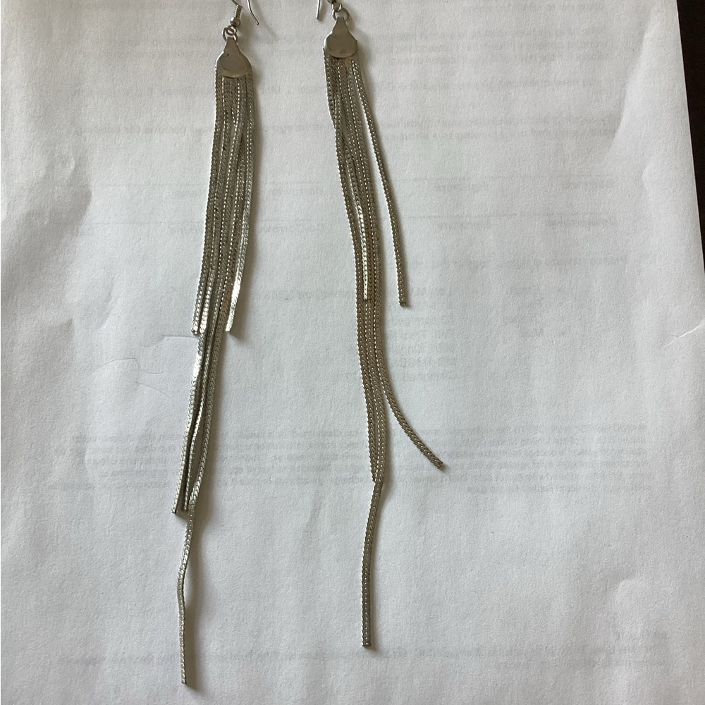 Elegant Silver Long Dangle Earrings